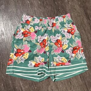 Pact Floral Shorts Staycation Sleep Short Women XS Green Organic Cotton Elastic